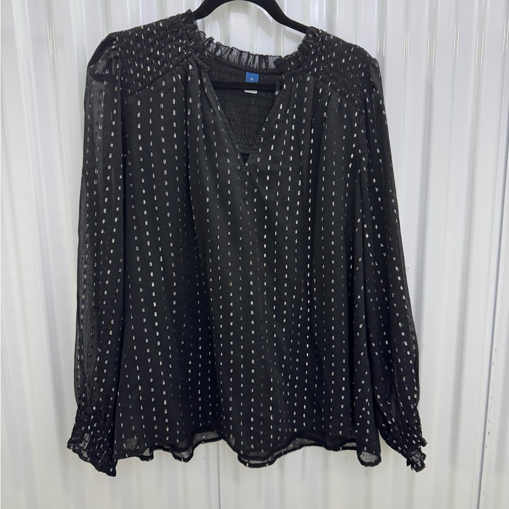 Black Blouse with Silver Accents